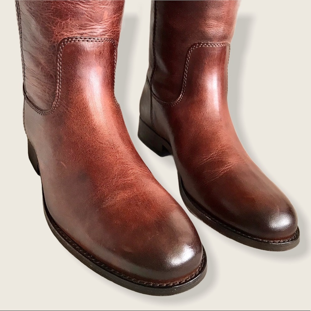 Frye Melissa Button 2 Redwood Leather Tall Boots - Picture 14 of 15
